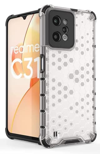 Faircost Hybrid Shockproof Back Cover for Realme C31 Hard Outside Soft Inside- (Polycabonate::Transparent)