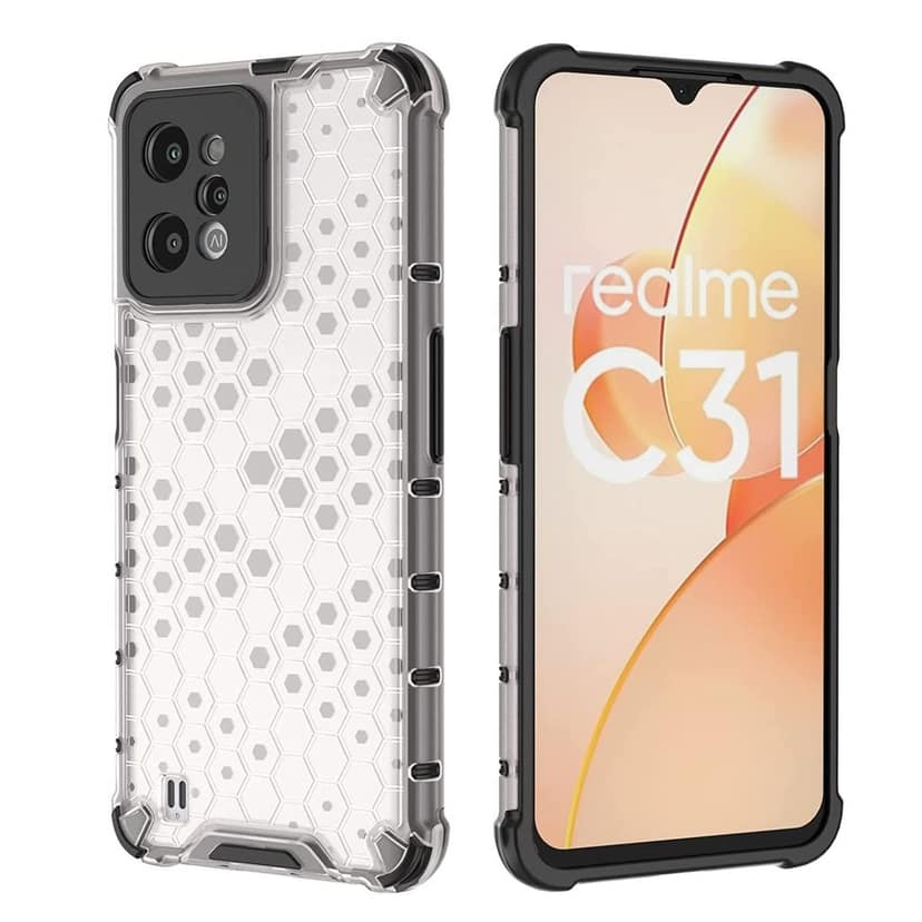 Faircost Hybrid Shockproof Back Cover for Realme C31 Hard Outside Soft Inside- (Polycabonate::Transparent) view 5