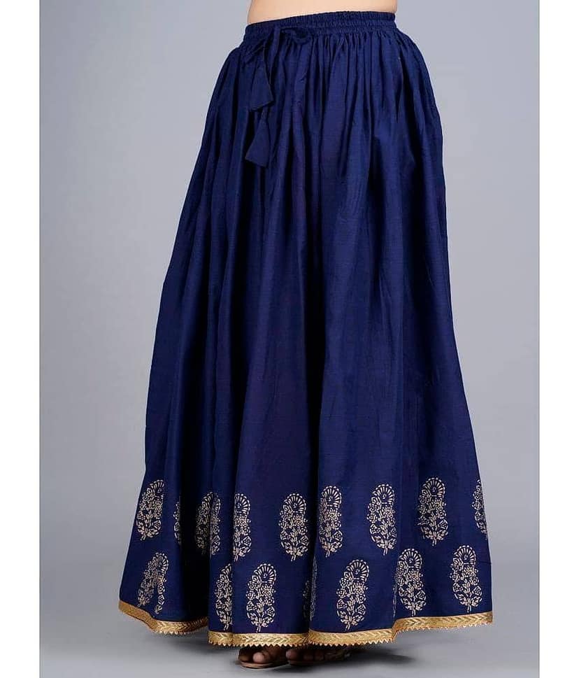 FABRR - Navy Cotton Women's Flared Skirt ( Pack of 1 ) view 2