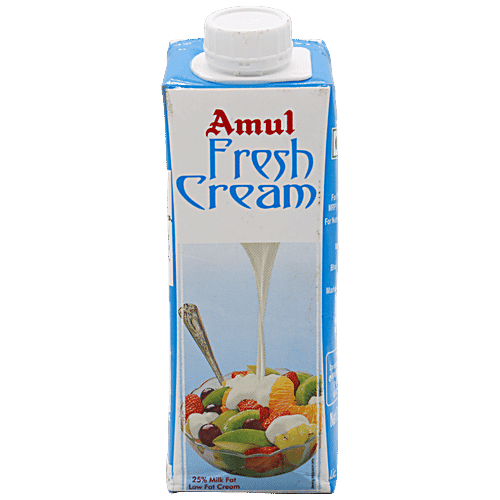 Amul Fresh Cream - 25% Milk Fat Low Fat, 250 ml