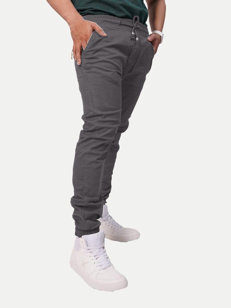 Men Dark Grey Solid Elasticated Joggers view 2