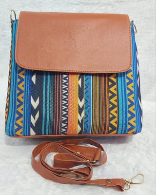 Blue Jute Sling Bag