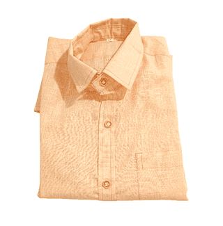 Men's Light Orange Casual Cotton Linen Full Sleeve Shirt
