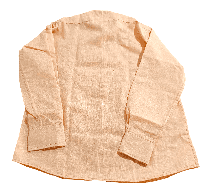 Men's Light Orange Casual Cotton Linen Full Sleeve Shirt view 3