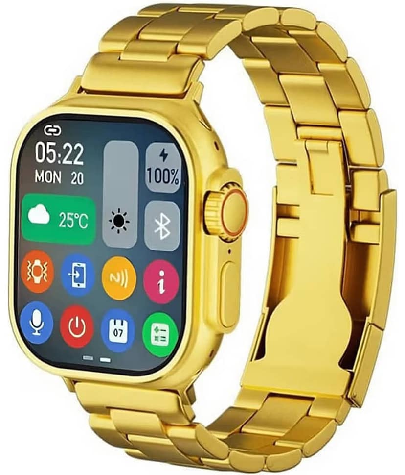 SKYRISE Ultra Max Golden Edition Smartwatch | Heart Rate | Steps | Wireless Charging Smartwatch (Golden Strap, 2.09 Inch Big Sunlight Proof Display)