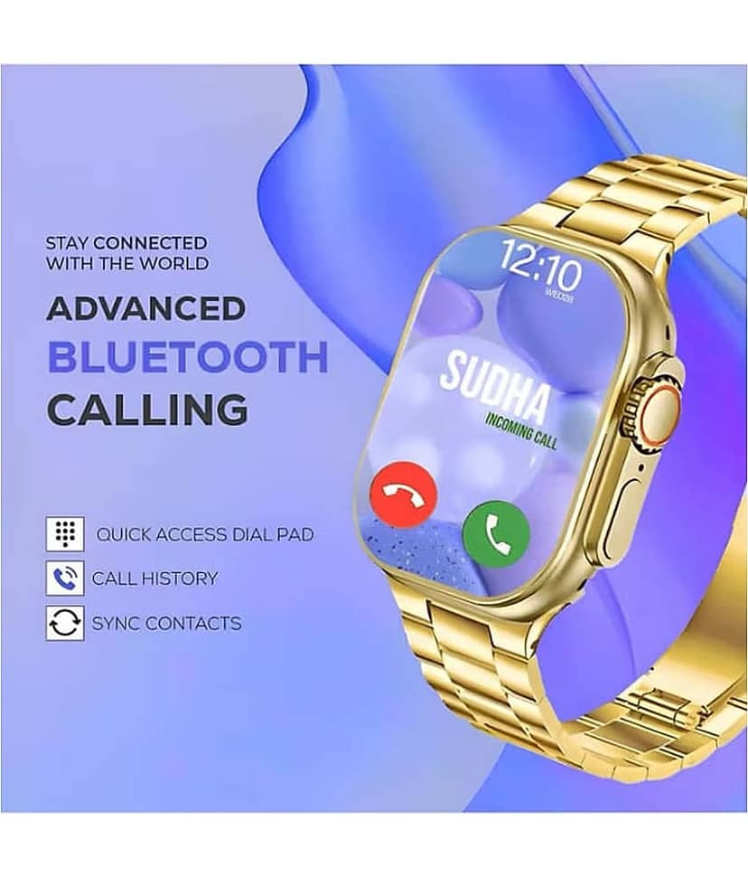 SKYRISE Ultra Max Golden Edition Smartwatch | Heart Rate | Steps | Wireless Charging Smartwatch (Golden Strap, 2.09 Inch Big Sunlight Proof Display) view 2