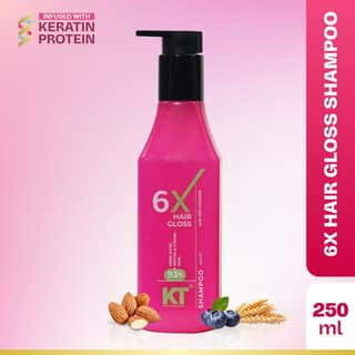 KT Professional 6X Hair Gloss Shampoo, 93% More Shine, Pro-Vitamin & Sulfate-Free - 250ml