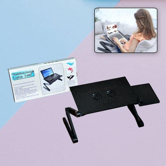 MODERN STYLE PORTABLE ADJUSTABLE FOLDABLE LAPTOP HOLDER NOTEBOOK DESKS LAP WITH COOLING FAN view 3
