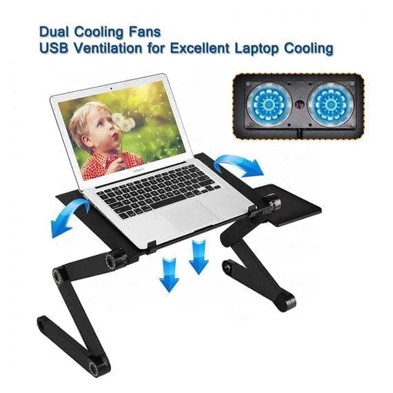MODERN STYLE PORTABLE ADJUSTABLE FOLDABLE LAPTOP HOLDER NOTEBOOK DESKS LAP WITH COOLING FAN view 4