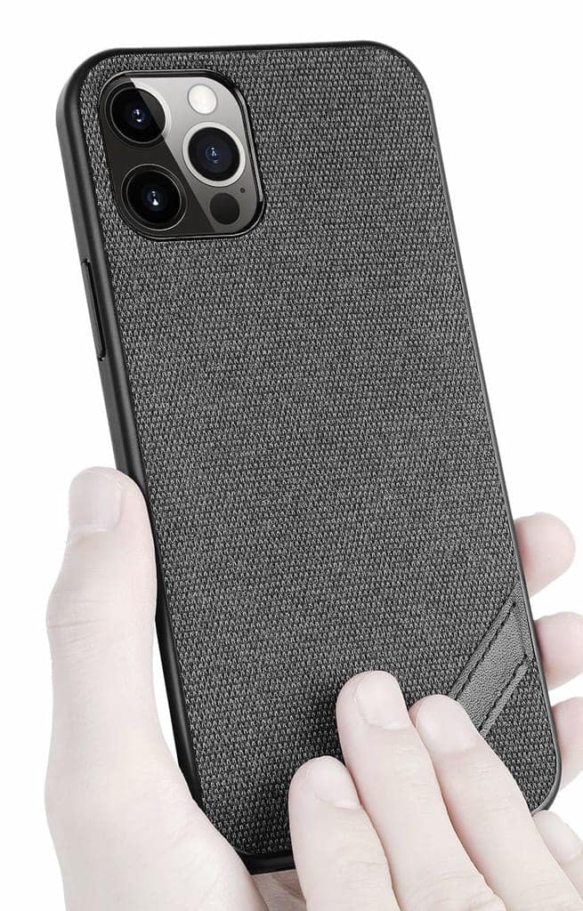 Memumi Boxian Series Canvas/Leather Classic Back Cover for Apple iPhone 12 Mini - Black (5.4") view 4