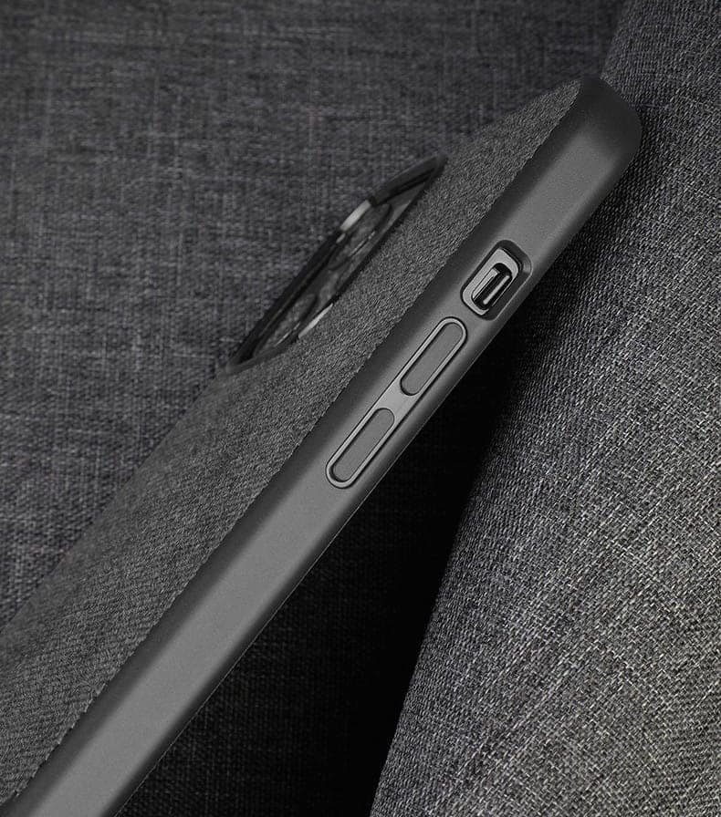 Memumi Boxian Series Canvas/Leather Classic Back Cover for Apple iPhone 12 Mini - Black (5.4") view 5