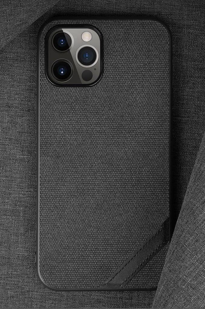 Memumi Boxian Series Canvas/Leather Classic Back Cover for Apple iPhone 12 Mini - Black (5.4") view 6