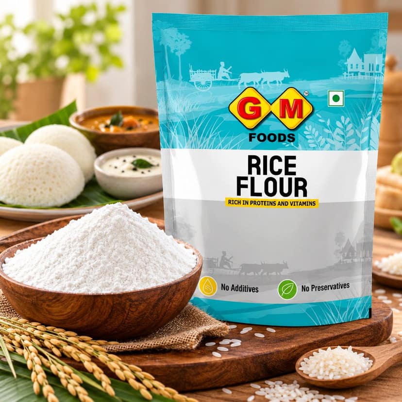 GM Foods Rice Flour Atta 500g (Pack of 3) | Fine Ground Rice Flour | Gluten-Free Atta for Idli, Dosa & Baking | Smooth Texture | No Preservatives view 2