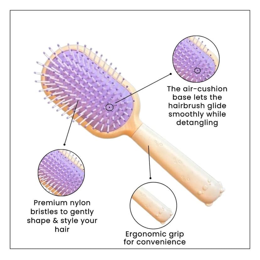 Hair Brush with Strong & Flexible Nylon Bristles having Anti-static Ball Tips, For Grooming, Straightening, Smoothing view 4