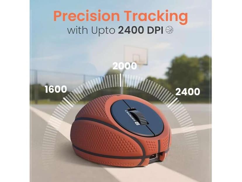 Portronics ToadPlay Basketball Mini Wireless Bluetooth Mouse with Dual Wireless Connectivity (BT + 2.4 GHz), Rechargeable Battery, Noise-Free Clicking, Multi-Device Pair, Adjust Sensitivity view 2