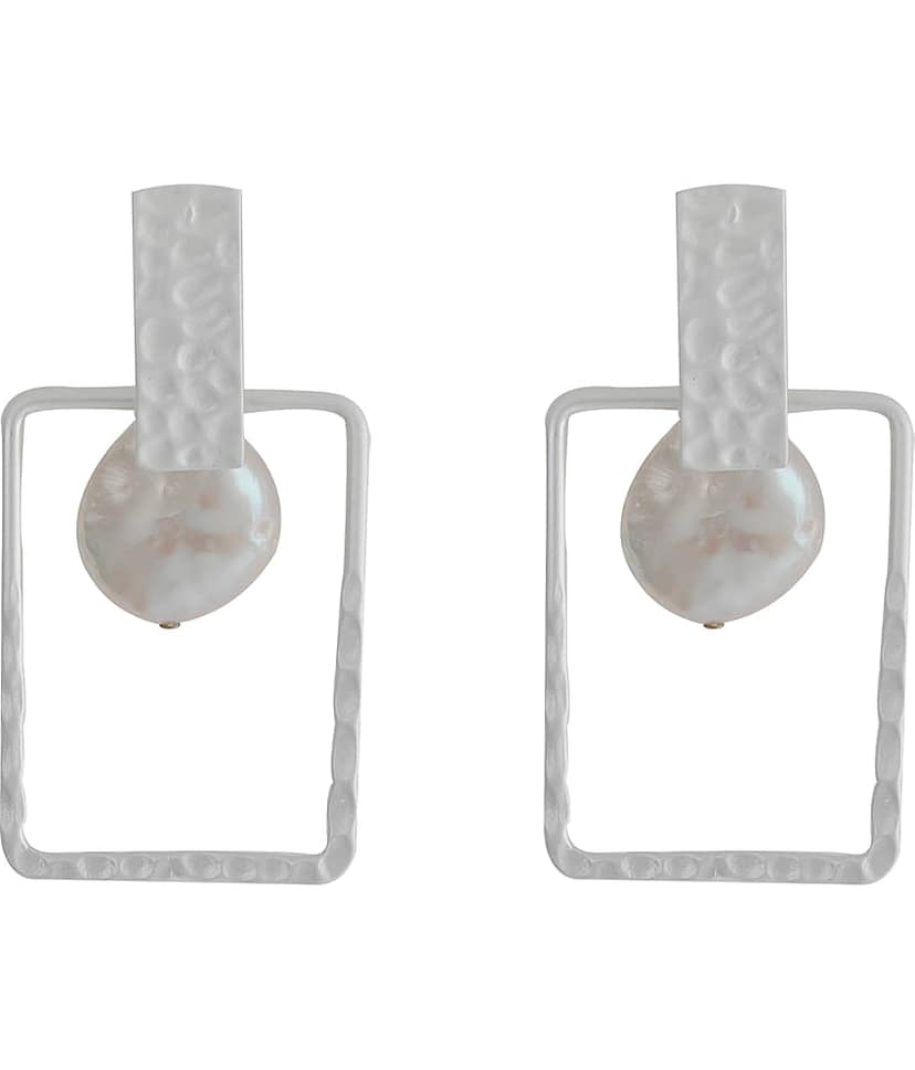 Silver Shine Glamrouse white Colour Shape Blocked Designe Drop Earring For Girls And Women Jewellery