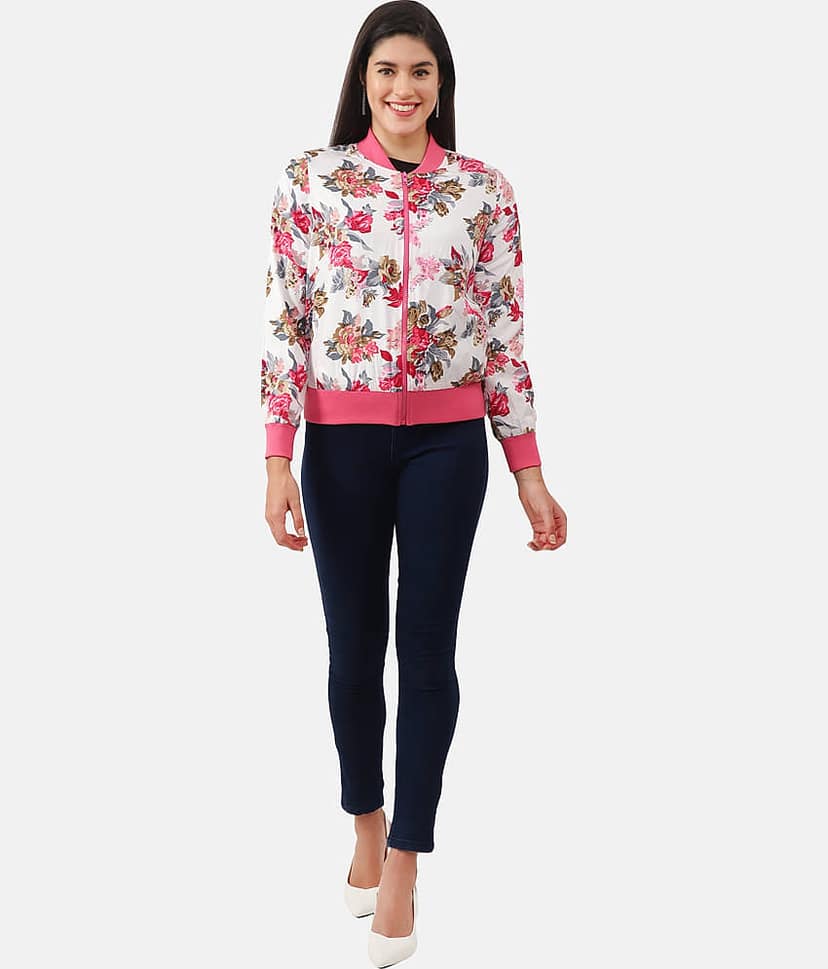 NUEVOSDAMAS Rayon Red Bomber Jackets Single