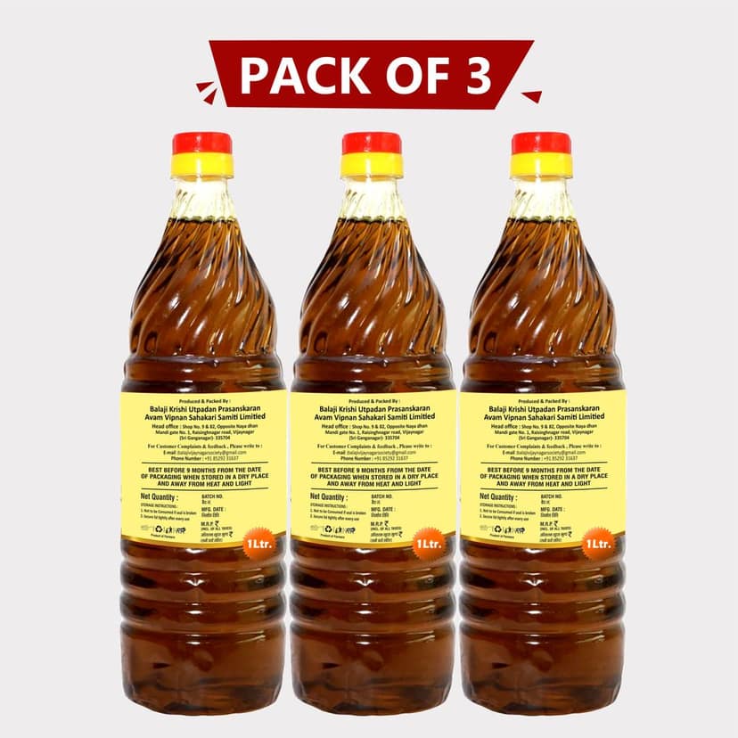 Mustard Oil, 1 Litre, pack of 3 view 2