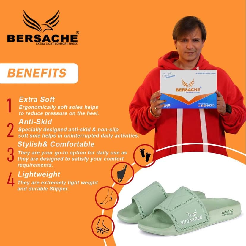 Bersache Extra Soft Classic Casual with Back Strap Regular wear with Ultra Soft & Flexibility Technology Slipper for Men's view 2