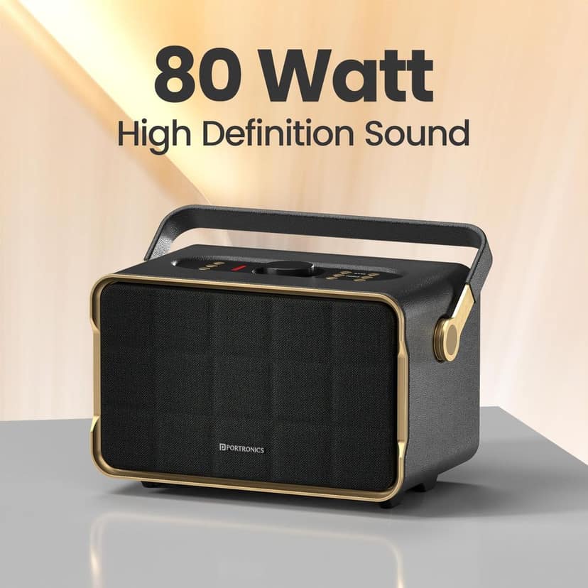 Portronics Harmony 80W Premium Portable HD Sound Speaker, Upto 6 Hours Playtime, 2.1 Channel, Bass Boost Technology, Bass/Treble Adjustment, Bluetooth Connectivity, Aux in, USB in, Bass Radiator view 3
