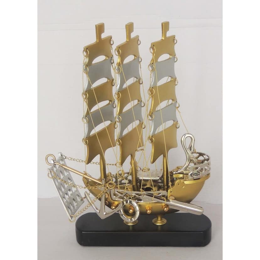 Brass Nautical Decorative Ship � Table Decor for Home & Office, Height : 13 Inch (MRMAS223 D) view 2
