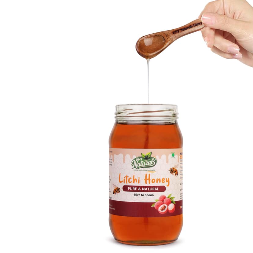 UNT Naturals Raw Litchi Honey 500g- Pure & Natural Honey- Unfiltered, Unprocessed & Unheated Shahad- No Added Sugar- Naturally Contains Enzymes & Antioxidant- Ideal for Tea, Cooking & Baking view 4