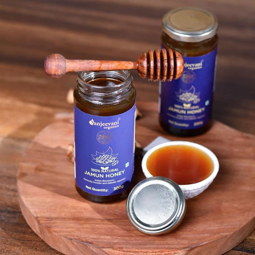 Sanjeevani Organics 100% Natural Jamun Honey, Monofloral – 300g (Unpasteurized Indian Blackberry Honey) view 8