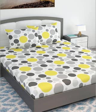 DIVINE CASA Cotton King Bedsheet ( Yellow )
