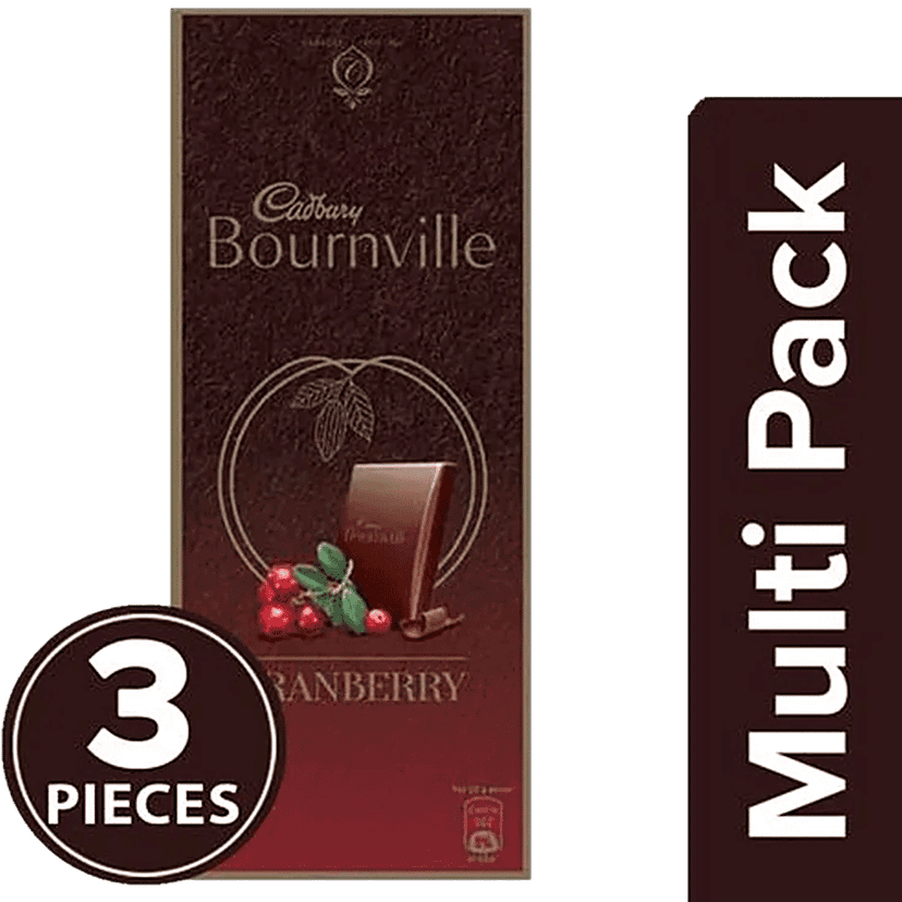 Cadbury Bournville Cranberry Dark Chocolate Bar, 3x80 g Multipack