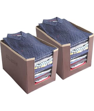 PrettyKrafts Shirt Stacker Closet Organizer - Shirts and Clothing Organizer - Exile (Set of 2) - GreyBlack