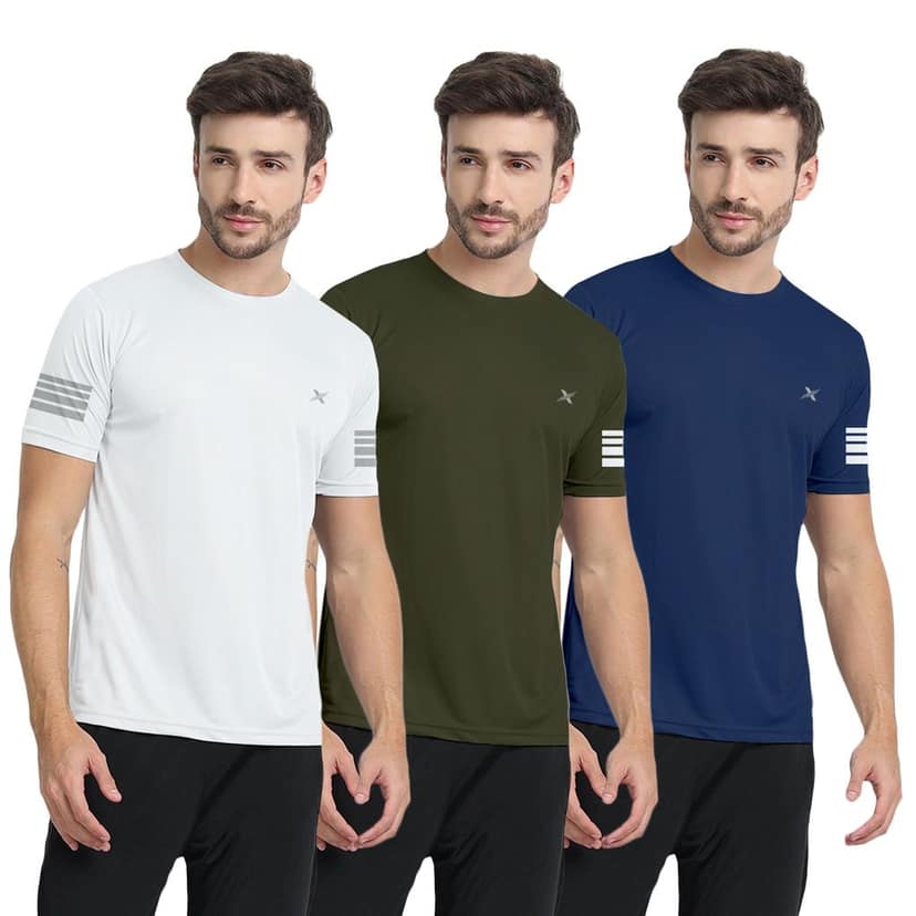 FTX Men Solid Round Neck Tshirt Pack Of 3