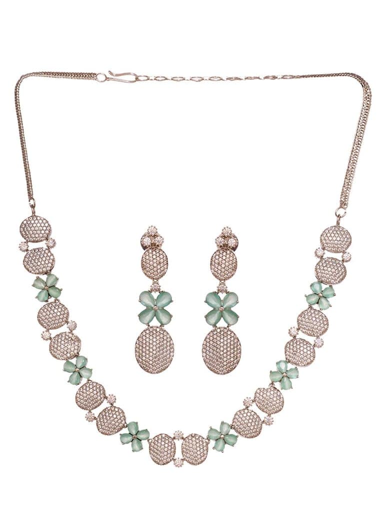 GoldPlated Lime green AD Studded Statement Jewellery Set view 7