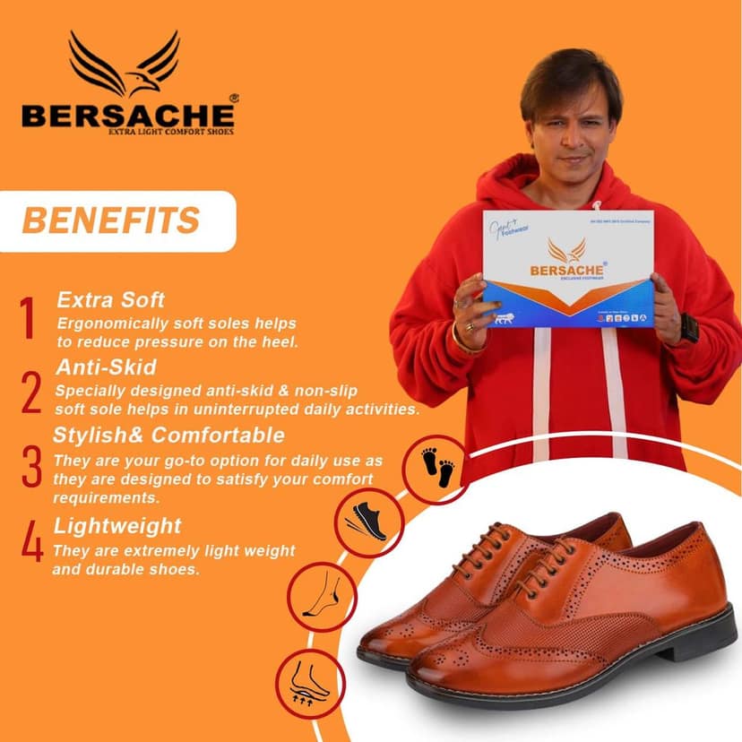 Bersache men Comfortable stylish trending formal shoe Derby For Men's view 2