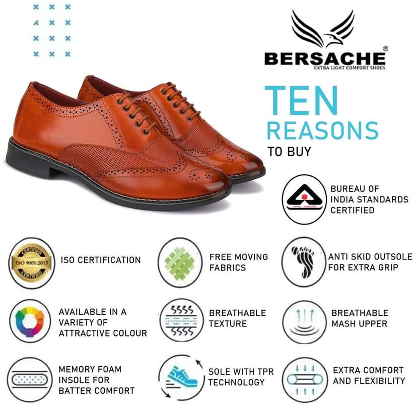 Bersache men Comfortable stylish trending formal shoe Derby For Men's view 7