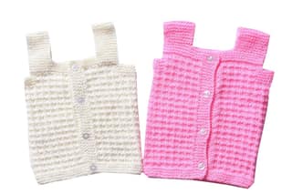 The Baby First Box Handmade Unisex Baby Wool Sweater for New Born Baby| 0-3 Months| (Pack of 2) (Pink & White)