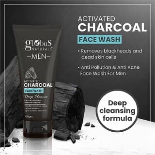 Globus Naturals Anti Pollution & Anti Acne Charcoal Face Wash, Detoxifying Cleanser, Fights Pollution and De-Tans skin, For Men with Oily & Acne Prone Skin, 100 gms view 2