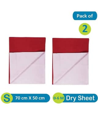 Quick Dry Plain Waterproof sheet Small Red-Set of 2 Rubber Sheet