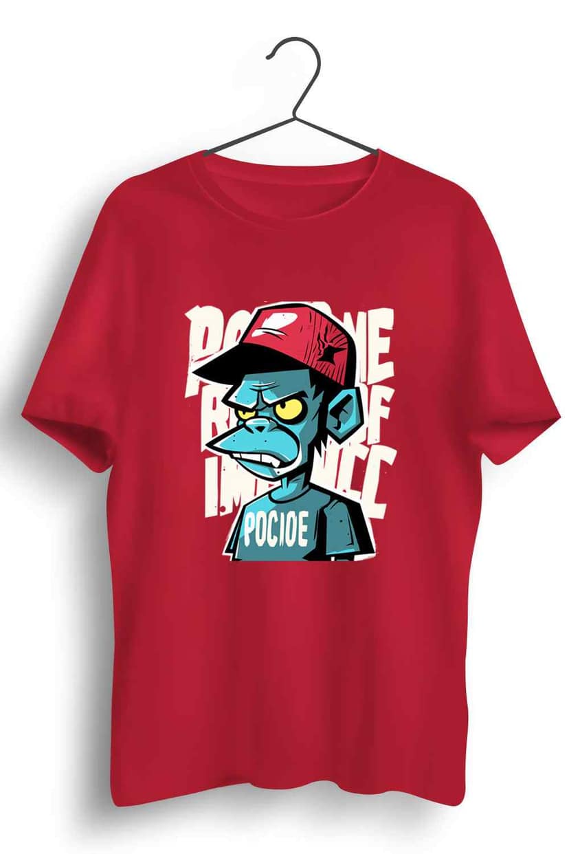 Funky Apes Graphic Printed Mens Round Neck Red Cotton Tshirt