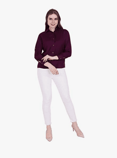 Kanzul -FASHION PASSION Women Solid Casual Button Down Shirt
