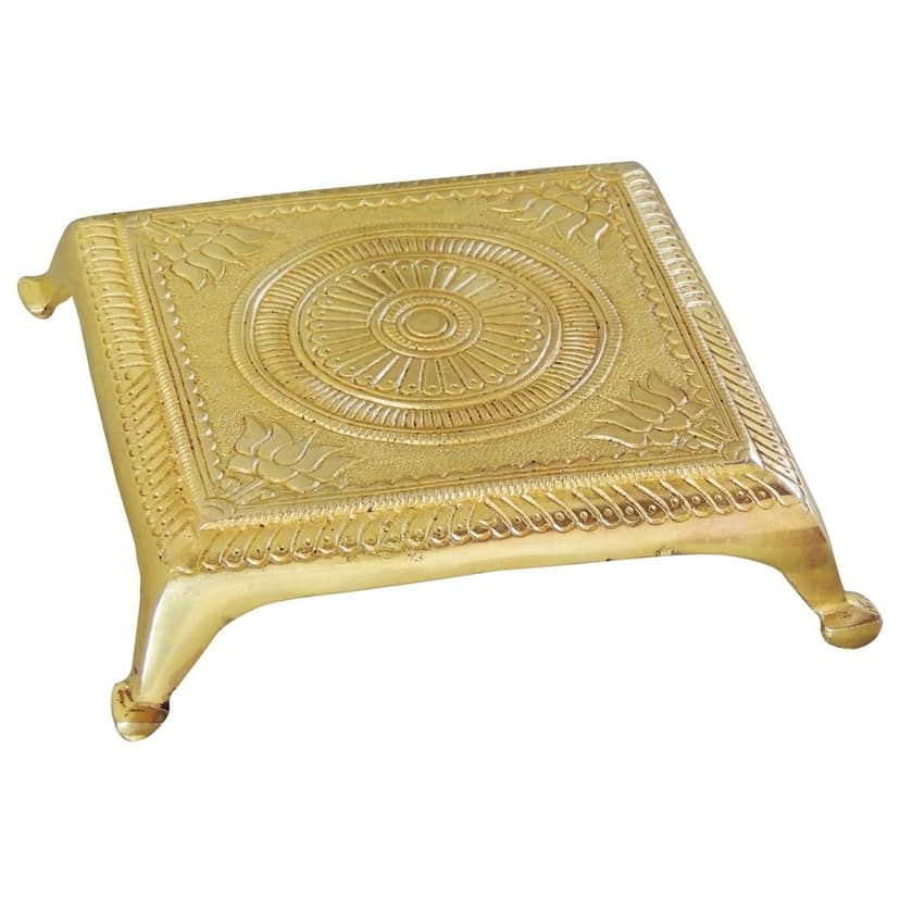 Brass Chowki for God Idol - Traditional Puja Base Stand, Length : 5.5 Inch (BSMAS1022 E) view 2