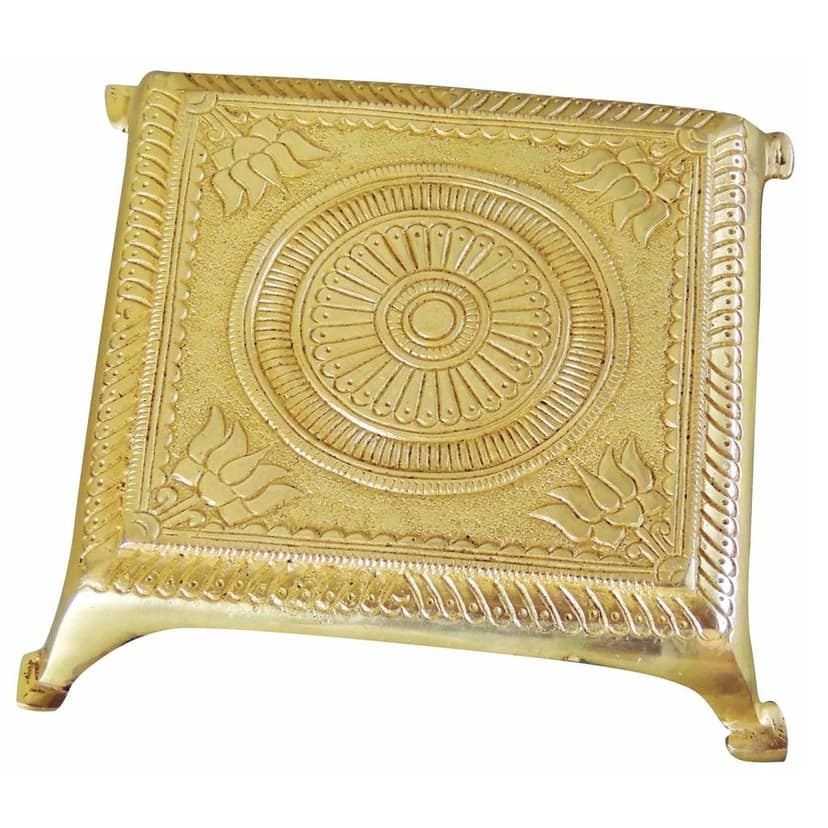 Brass Chowki for God Idol - Traditional Puja Base Stand, Length : 5.5 Inch (BSMAS1022 E) view 3
