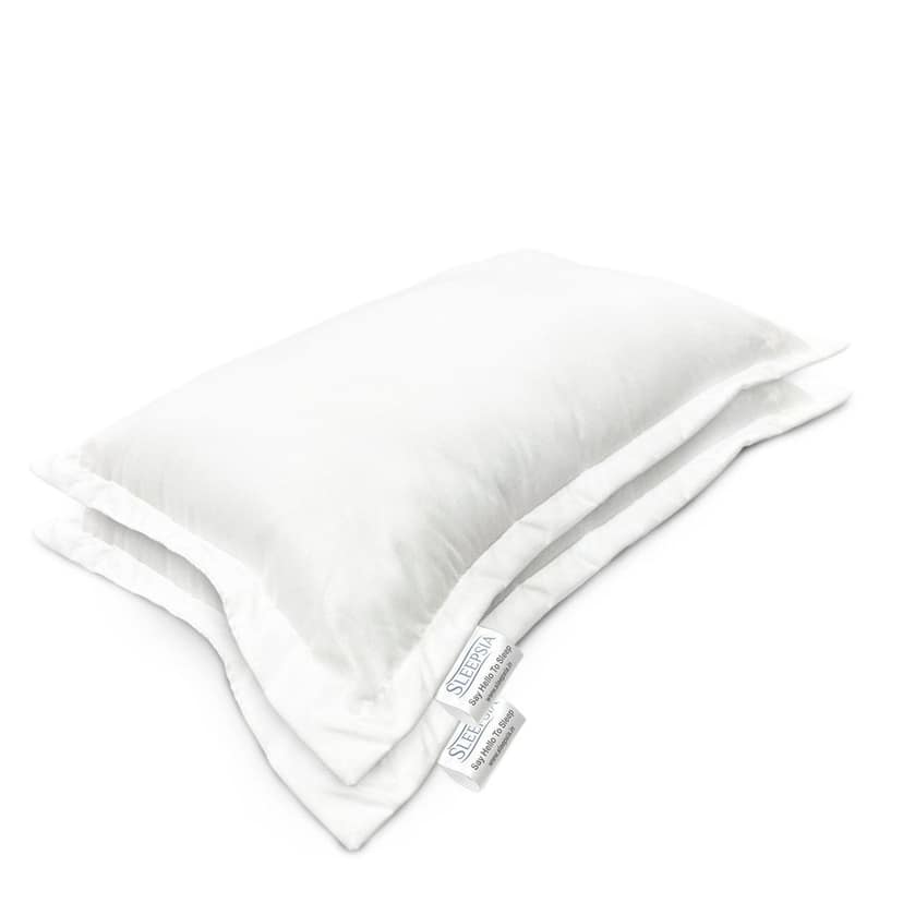 Sleepsia Microfiber Bed Pillow for Sleeping - Ultra Soft Bed Pillows for Side, Front and Back Sleepers, 24" X 16" X 5" (White, Pack of 2)