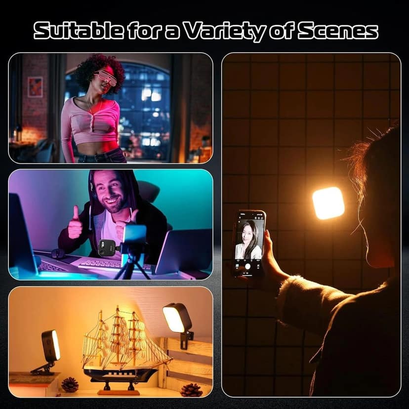 Fitgear FG-K3 SelfieLight Rechargeable 2000mAh Battery Portable Mini Clip LED VideoLight Flash (Black) view 4
