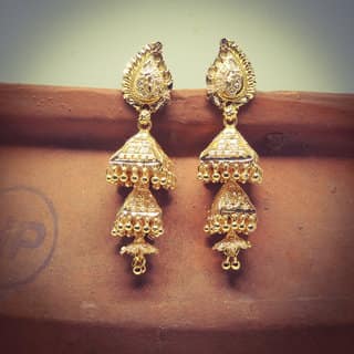 Traditional 1gm gold and micron plated jhumkis