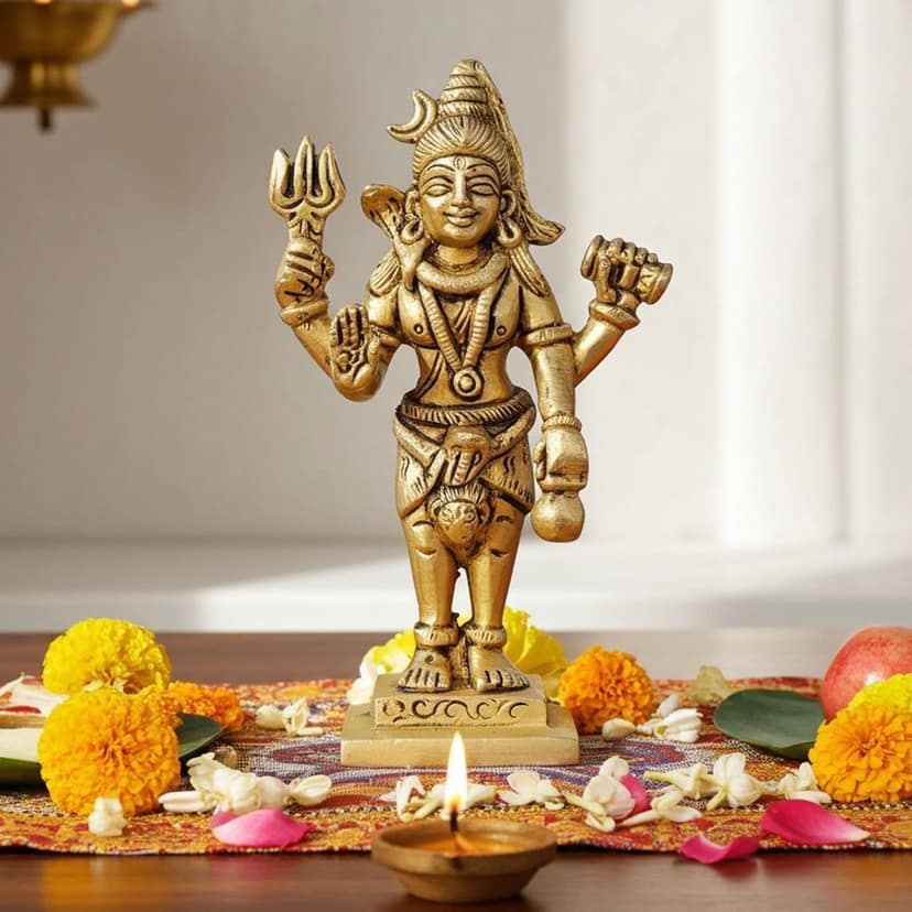 Brass Shiv Ji God Idol - Decorative Brass Murti, Height : 4.5 Inch (BSMAS1363 C)