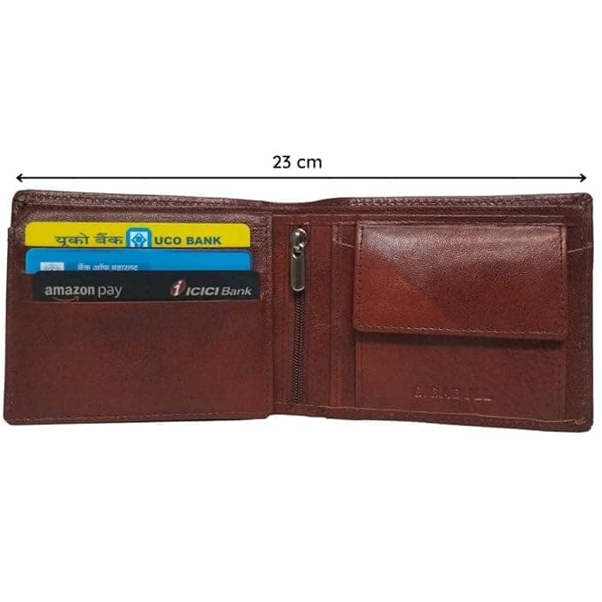 Brown Leather Bifold Wallet with Coin Pocket view 3
