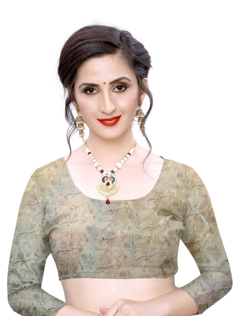 Silk Zone Women's Cotton Digital Printed Beige Saree With Unstitched Blouse Piece view 5