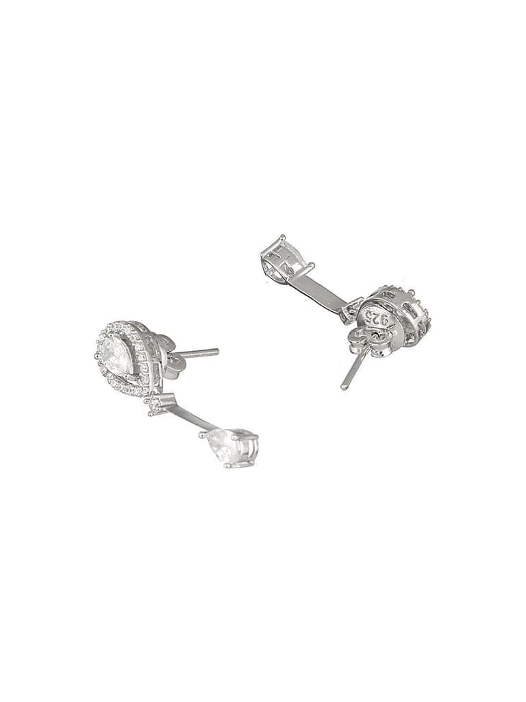 925 Sterling Silver Rhodium Plated Pear Drop Earrings view 10