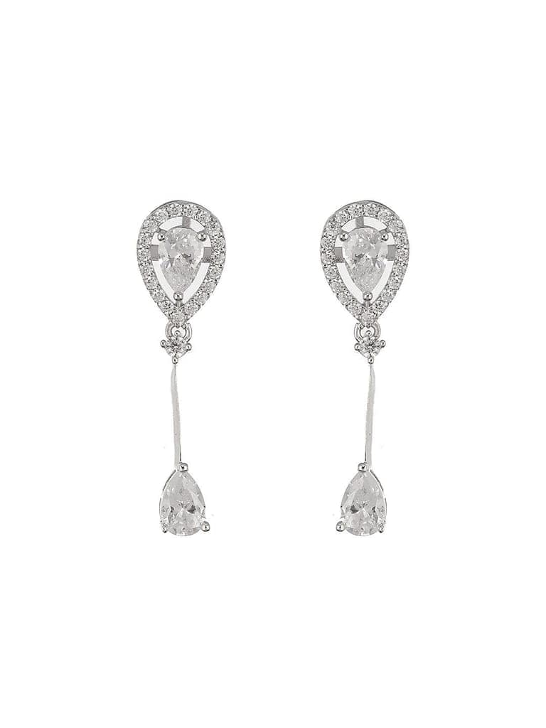 925 Sterling Silver Rhodium Plated Pear Drop Earrings view 9