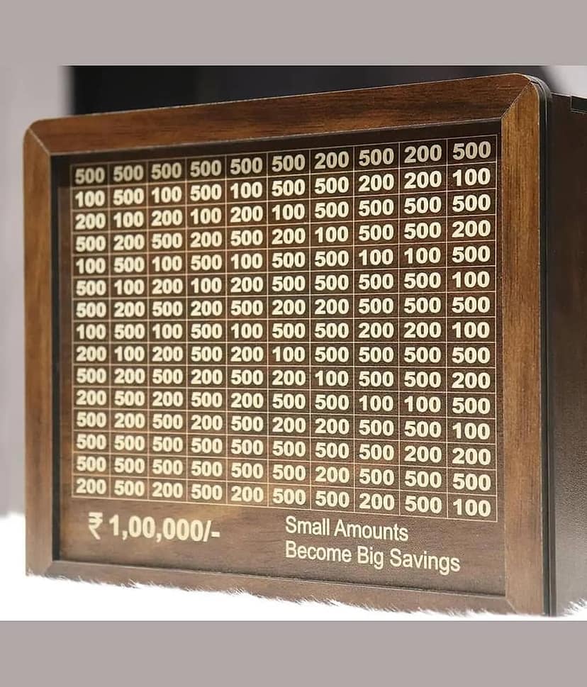 Wooden Piggy Money Bank Saving Box With Saving Target Upto 1 Lakh
